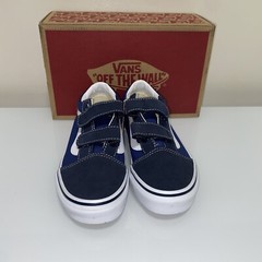 VANS KIDS OLD SKOOL V SIZE 2.5 Navy/True White