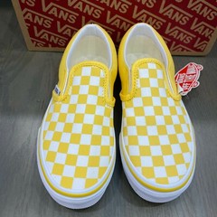Vans Classic Slip-On Checkerboard Sneakers Aspen Gold Yellow Kids Size 13.5 K