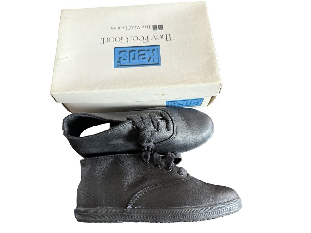 Vintage Keds 90s Black leather bootie sneakers shoes 11 1/2 M new