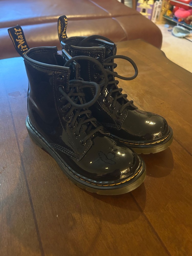 Dr. Martens 1460 Black Patent Leather Combat Boots Kids US Size 13