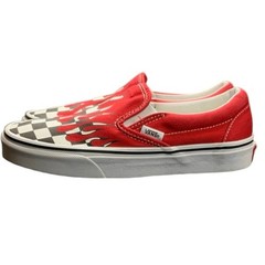 Vans Classic Slip-On Flame Checkerboard Red Canvas Shoes Youth Size 4.5