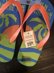 Fun In The Sun Flip Flops Blue and Orange Green Size Youth 2/3 Seaworld Parks