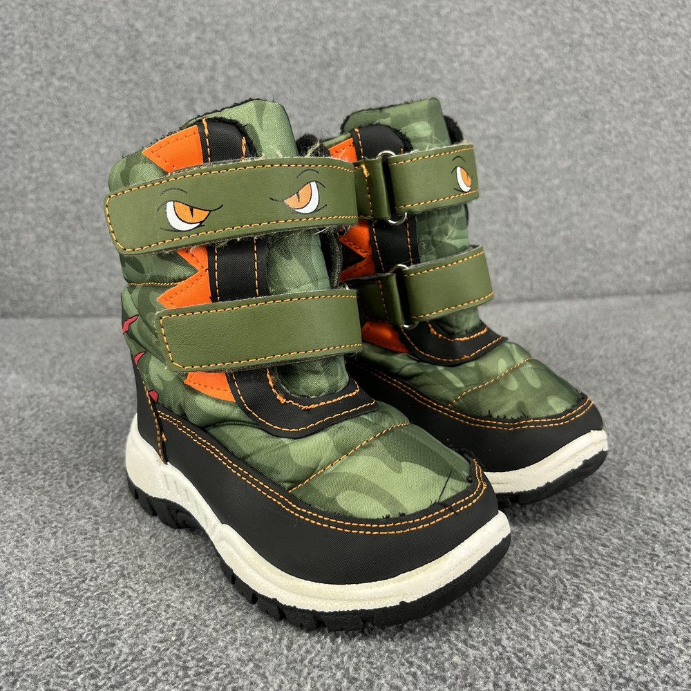 Rugged Bear Boots Kids Size 6 Green Camo Monster Eyes Winter Snow RB89650