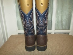Magellan Cowboy Western Rodeo Boots Navy Blue/Brown Embroidery Size Youth 11 D