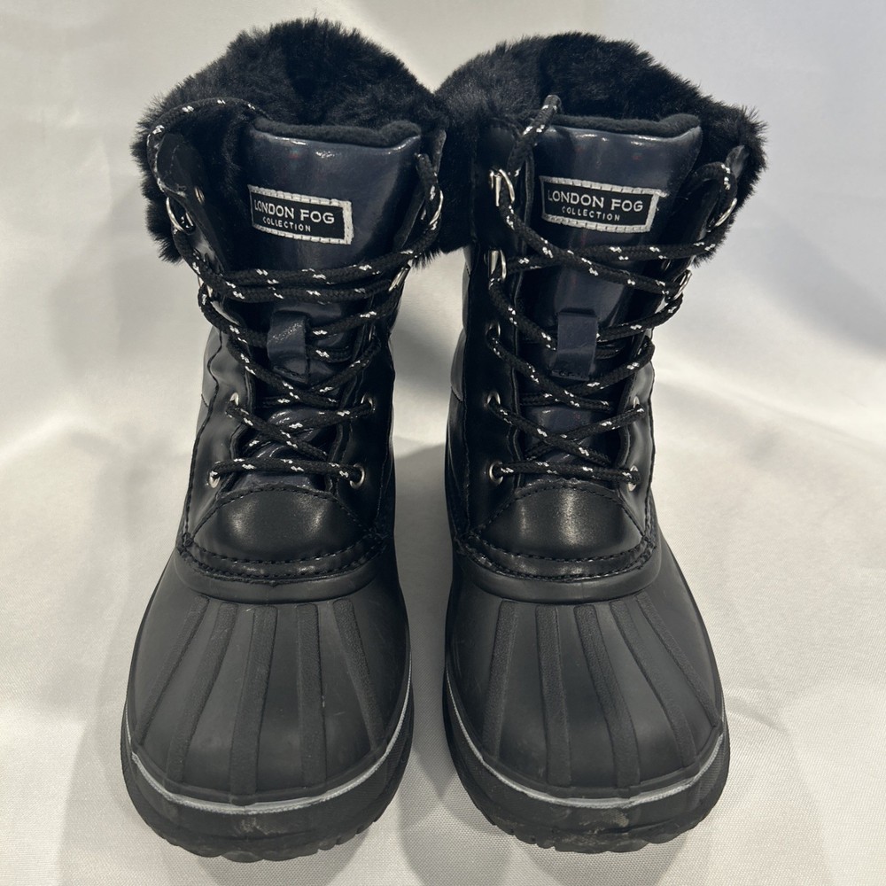 London Fog Kids Size 3 Boots Navy Black Snow Winter