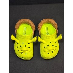 Crocs Kids Shrek Classic Clog Slime Green Brown Fuzzy Strap 209375 Size C9