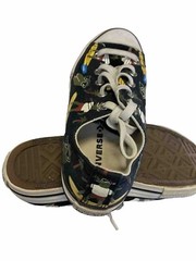 Converse Sneakers Black Graphic Print L ow Top Kids size 3 Shoes Dinosaurs