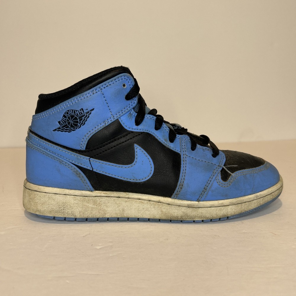 Air Jordan 1 Mid Boys 5Y University Blue Black UNC Retro OG Nike Shoe DQ8423-401