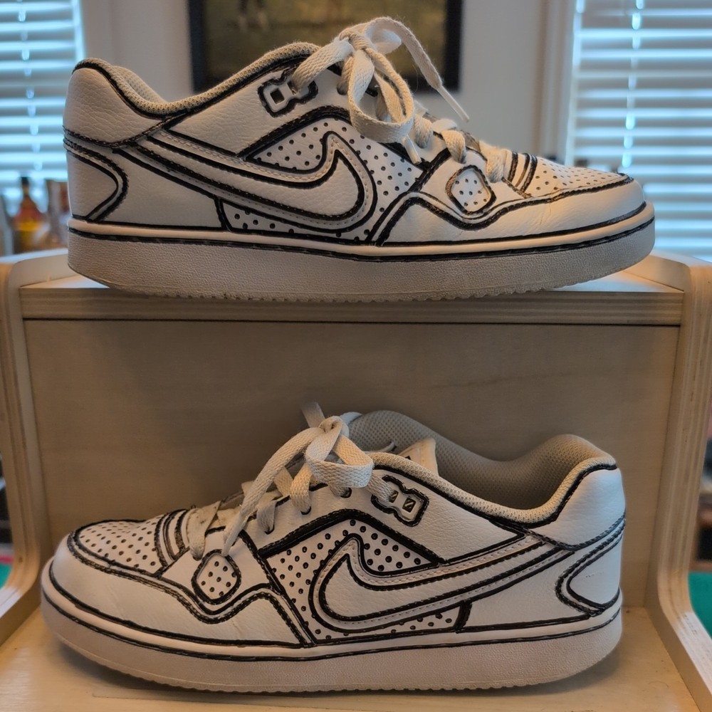 Nike Son of Force Gs Triple White Custom Sharpie, Size 6.5Y/8wms/6.5mens