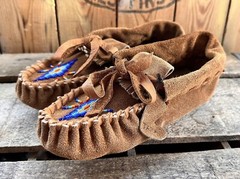 Moccasins Beaded Shoes Cosplay Native Sheepskin Insoles Soft Size 1.5 Kids