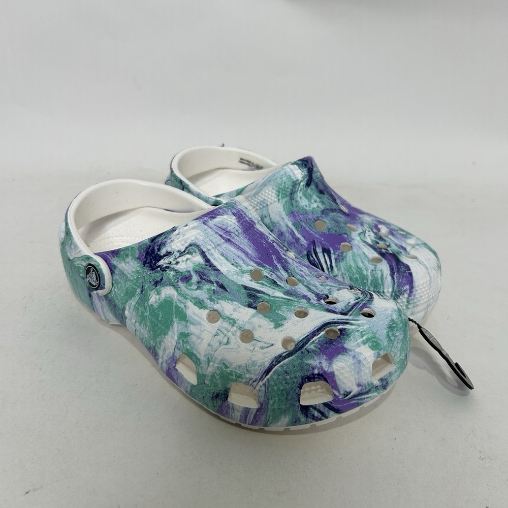 Crocs Classic Marbled Out of this World Clog Sandals “Green and White” Women’s 7