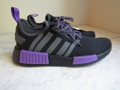 NIB Adidas NMD R1J Black/Gray/Purple GX5694 Athletic Shoes Kids 4.5 EU 36 UK 4