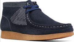 Clarks Kids Wallabee O Boot Navy Blue Suede Size 3.5 Wide Big Kid New In Box
