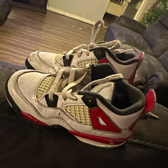 Jordan Air Jordan 4 Unisex Kids Low Top Lace-Up White/Red/Black Size 10