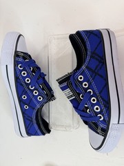 Collection’O Kids Plaid Canvas Sneakers Blue Black Lace Up Size 5 NWT
