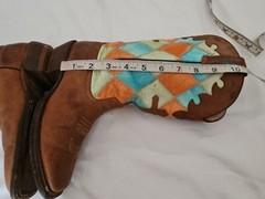 Anderson Bean Patch Cross Leather Western Boot Youth SZ 3 Brown Multi Cowgirl