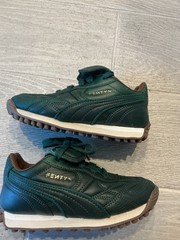Fenty x Puma Avanti Dark Green Leather Sneakers Kids Sz 13C 398357-02