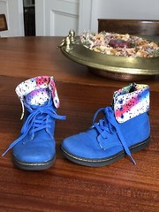 DR MARTENS BLUE CANVAS Clover Fold Down BOOTS Us 9 UK 12 YOUTH AIR WALK