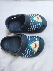 Childs Water Shoes. Size 5. Blue with Shark. #525 Bin Q.