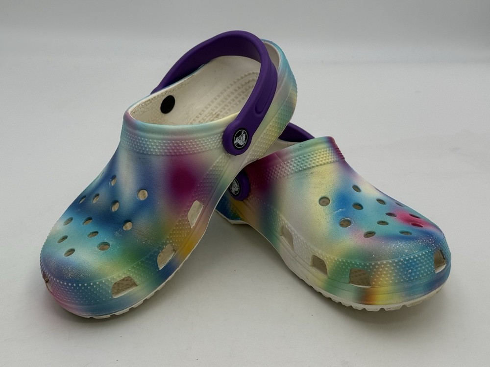 Crocs Classic Kids Pastel Tie Dye Water Slip On Clog Shoes Sandals Size J6
