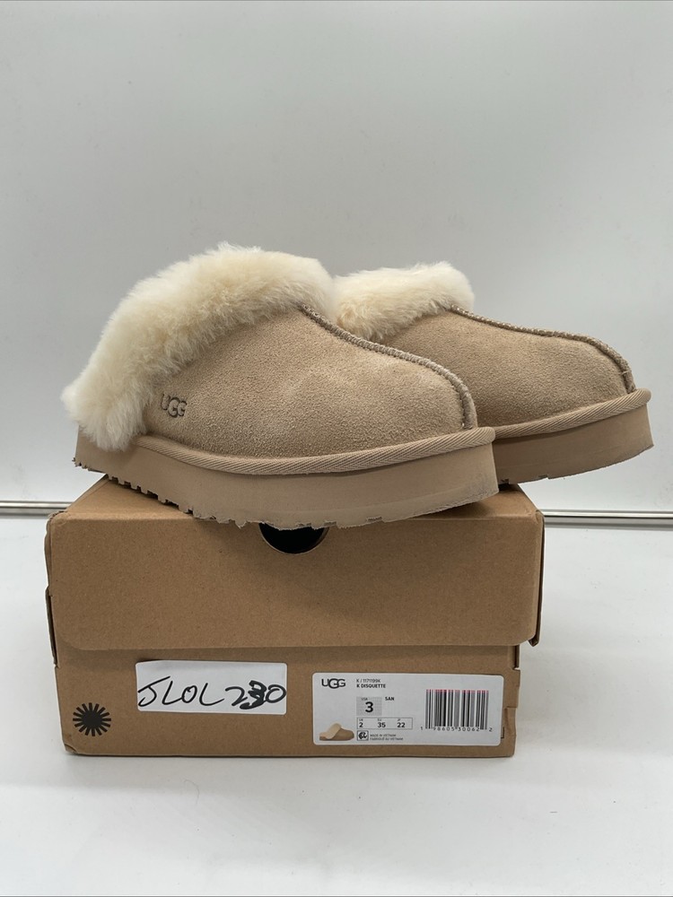 UGG Disquette 1171199K Slipper Kids 3 M Sand Suede Platform Casual Clogs JLOL230