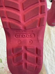 Crocs Handle It Rain Boot Pink Flower Pull On Unisex Kids Rubber Waterproof C11