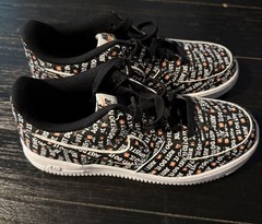 Nike Air Force 1 ’07 LV8 Size 7 Black Athletic Just Do It Sneakers-FAST SHIPPING