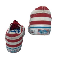 VANS Old Skool Red & White Striped Size 13 Kids “Where’s Waldo” Red Laces Read