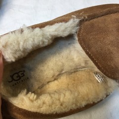 UGG Slippers Size 5 Loafer Lined Moccasin Suede Brown solid 1974