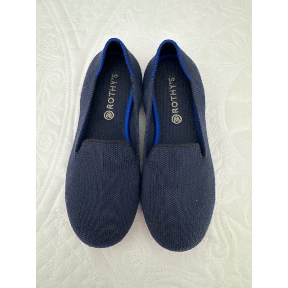 Rothy’s The Loafer Size K2 Navy Blue Red Sole Kids Slip On Comfort Shoes