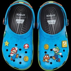 Rare Crocs Kids Super Mario Classic Clog Slip-On Multicolor Size j4