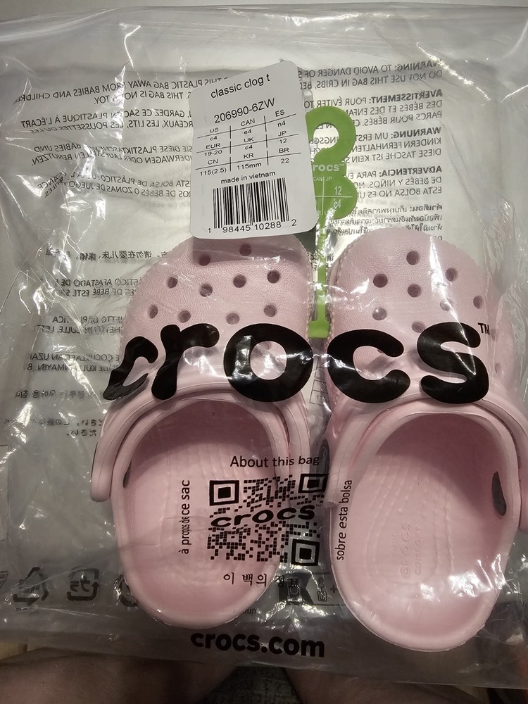 Crocs Classic Clog Pink Unisex Kids US 4 EU 19-20 Slip On MPN 206990-6ZW