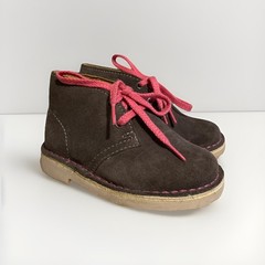 Clarks Desert Boot 6W Unisex Toddlers Kids Brown Leather Pink Laces 15522