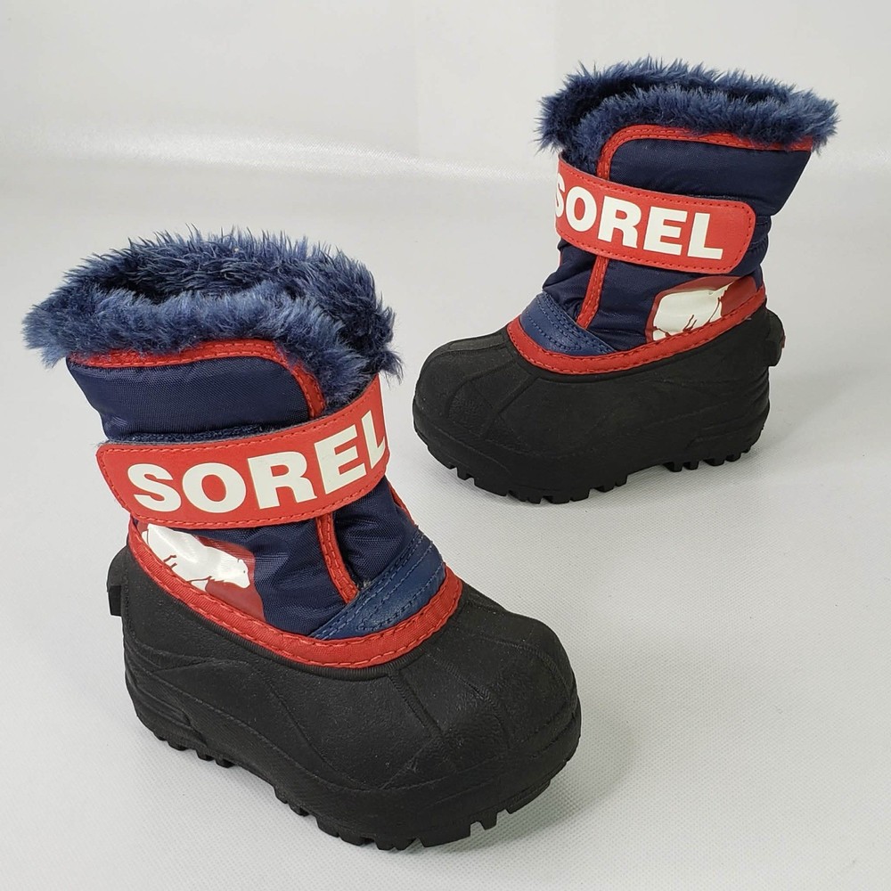 Sorel Toddler Snow Commander Snow Boots Size 6 Black Super Blue pull on