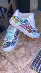 Nike Air Force 1 Custom Rugrats Reptar Graphic Kids Sneakers White Leather