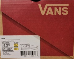 Vans Asher White Slip On Canvas Sneaker Youth Kids Boy’s/Girl’s Size 13 Shoes