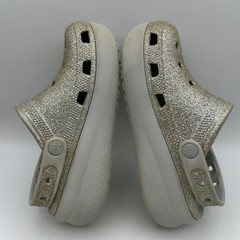 Crocs Classic Platform Clog Kids Size J1 Silver Glitter Sparkle Shoes Casual