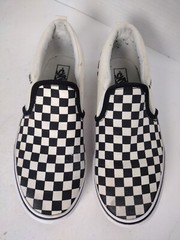 VANS Classic Slip On White/Black Checkered Canvas Skate Shoes Youth 5