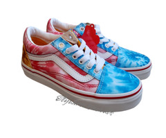 NEW VANS UNISEX KIDS OLD SKOOL TIE DYE BLOCK MULTICOLOR / TRU CANVAS SKATE SHOES