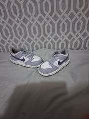 Nike Dunk Low Unisex Kids 8C Gray/White/Blue Leather Low Top Sneakers