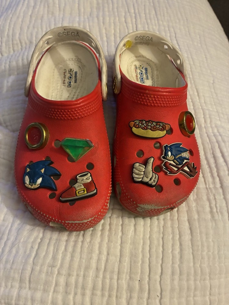Crocs Red Sonic The Hedgehog Classic Clog Sega Size C13 Kids Boys Girls New