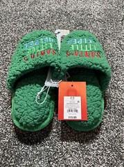 Target Christmas Kid’s Green Santa’s Little Helper Slippers NWT Children’s 2-3