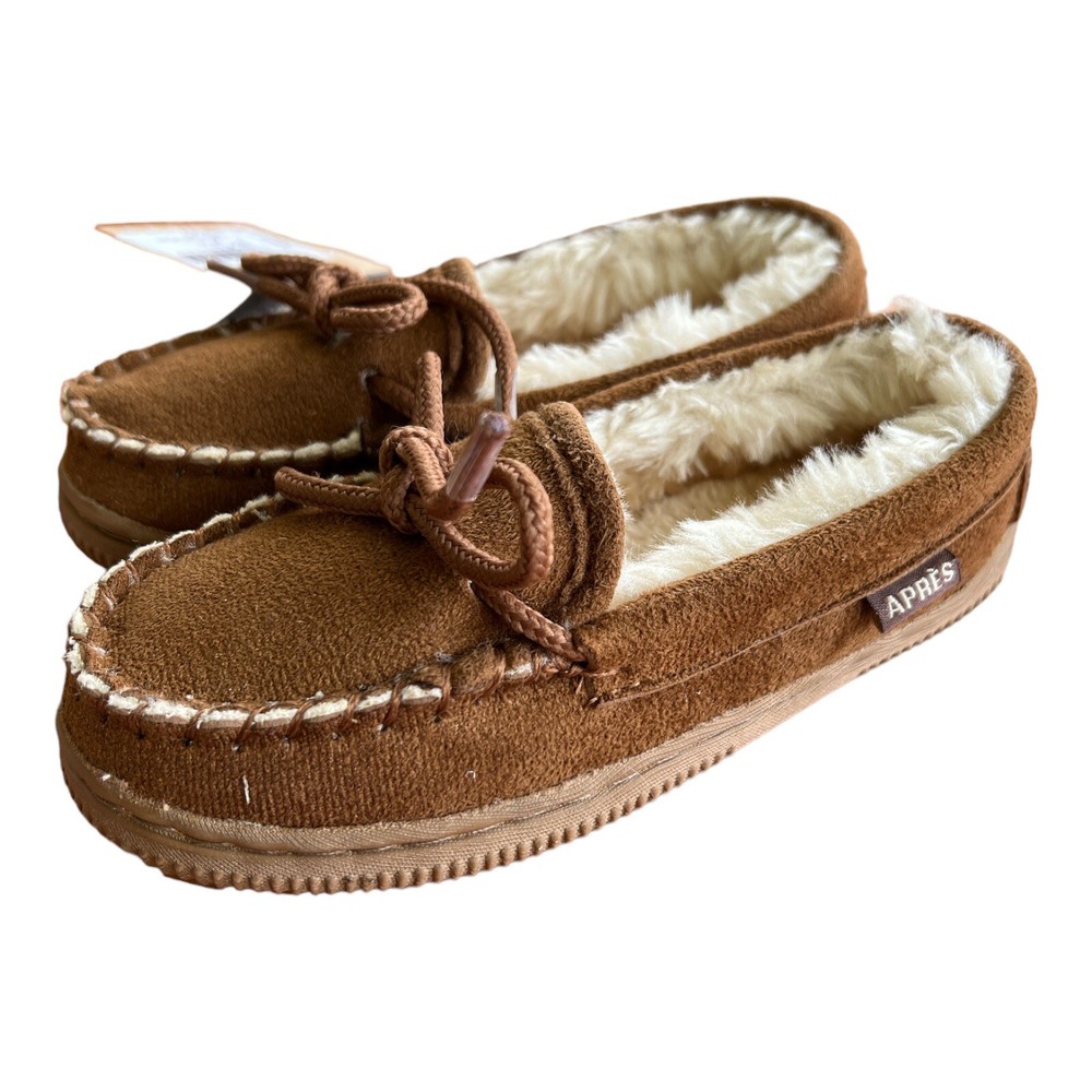 Apres Classic Moccasin Slipper Brown Youth Sz 12Y