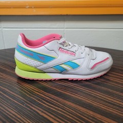 Reebok Classic Size 5.5 Leather Ripple ATI Retro 80s Neon White/Pink/Yellow
