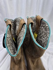 Dan Post Brown Turquoise Western Embroidered Leather Boots Unisex .