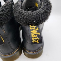 Dr. Martens Leather Lace Up Combat Boots Size Boys 3 Girls 4 Borg Fleece AW004