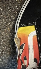 VANS Flame Old Skool Shoes Black / Red / Yellow US Youth Size 7 UK 6 EUR 39 USED