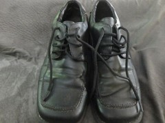 BOYS CHILD SIZE 4 1/2 DRESS SHOES SQUARE TOE LACE SMARTFIT BLACK