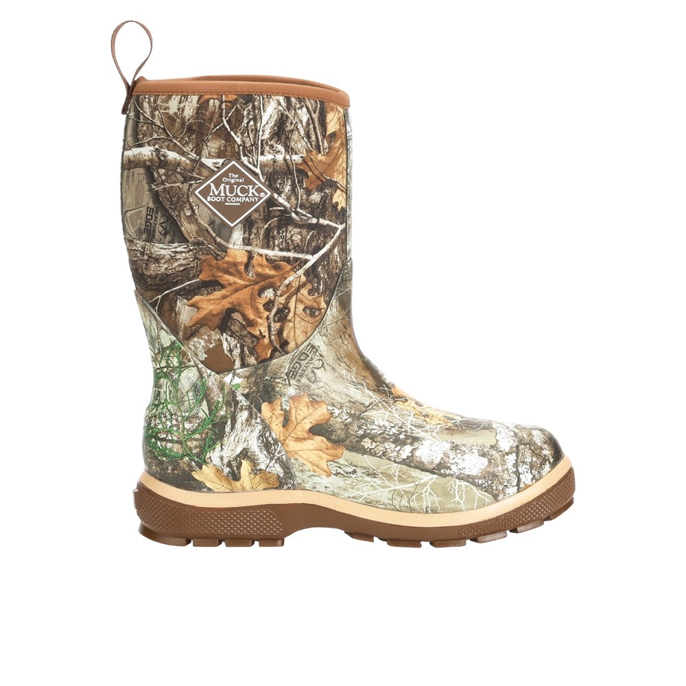 Muck Boot Element Realtree Edge Pull On Rain Boys Brown, Green Casual Boot