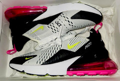 Nike Air Max 270 GS Youth Sneakers White/Black Pink Volt US 6.5Y